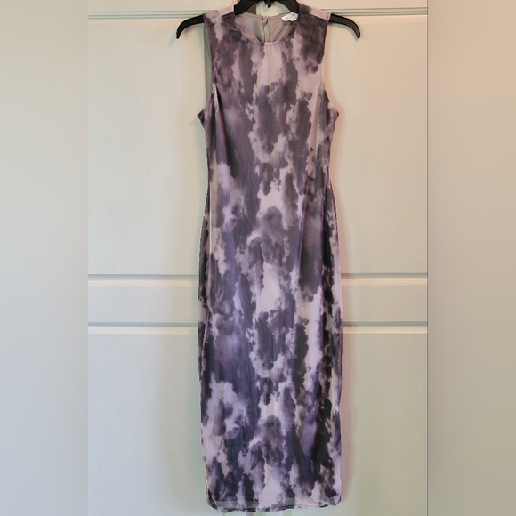 Buckle Le Lis White Gray Tie Dye Mesh Midi Tank Dress - Picture 1 of 7